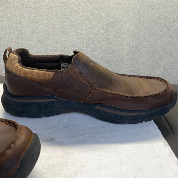 Skechers Shoes Relaxed Fit Seveno Mens Sz 11.5 Brown Leather‎ Slip On 66146 - Picture 16 of 16